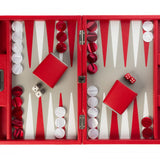 Backgammon Hector Saxe - Buffle rouge - Moyen - Backgammon en cuir bel objet - Rouge et Noir