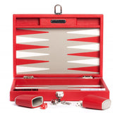 Backgammon Hector Saxe - Buffle rouge - Moyen - Backgammon en cuir bel objet - Rouge et Noir