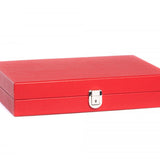 Backgammon Hector Saxe - Buffle rouge - Moyen - Backgammon en cuir bel objet - Rouge et Noir