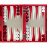 Backgammon Hector Saxe - Buffle rouge - Moyen - Backgammon en cuir bel objet - Rouge et Noir
