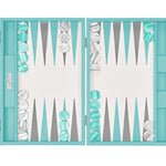 Backgammon Hector Saxe - Buffle Turquoise - Grand - Backgammon en cuir - Rouge et Noir