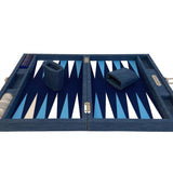 Backgammon Hector Saxe - Jeans Bleu Clair - Grand - Backgammon en cuir vegan - Rouge et Noir