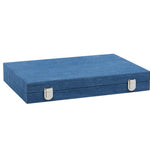 Backgammon Hector Saxe - Jeans Bleu Clair - Grand - Backgammon en cuir vegan - Rouge et Noir