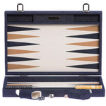 Backgammon Hector Saxe - Jeans / Cuir - Grand - Backgammon en cuir - Rouge et Noir