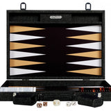 Backgammon Hector Saxe - Jeans Noir / Champagne - Compétition - Backgammon en cuir vegan - Rouge et Noir