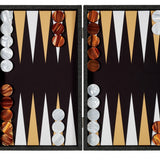 Backgammon Hector Saxe - Jeans Noir / Champagne - Compétition - Backgammon en cuir vegan - Rouge et Noir