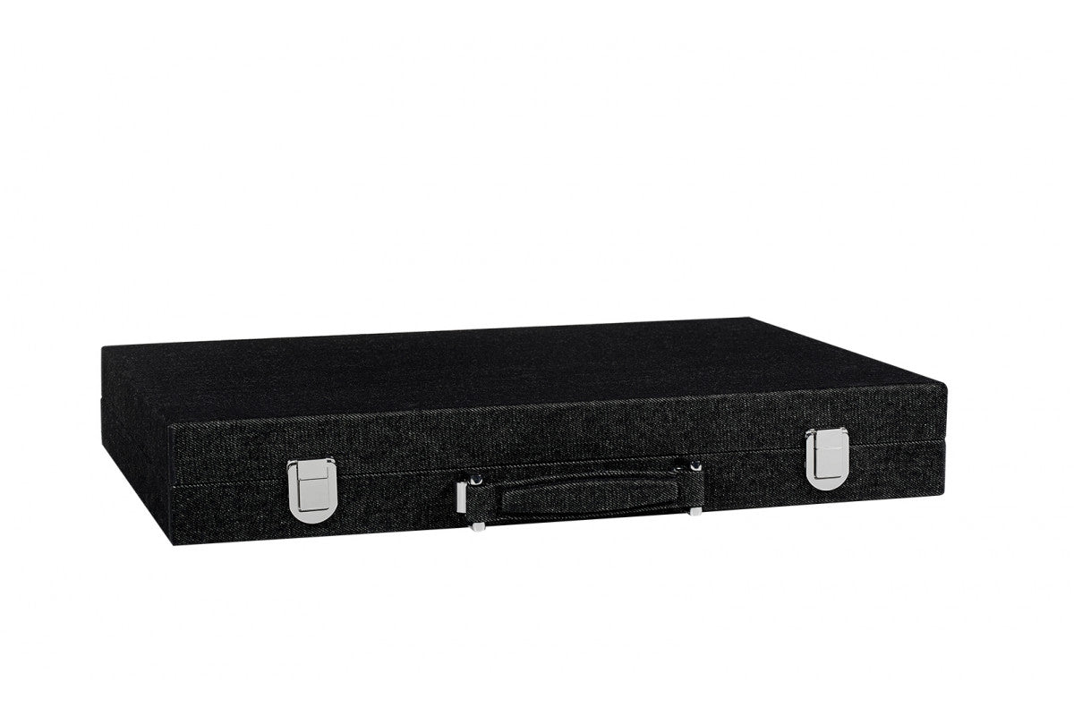 Backgammon Hector Saxe - Jeans Noir / Champagne - Compétition - Backgammon en cuir vegan - Rouge et Noir