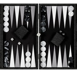 Backgammon Hector Saxe - Jeans Noir / Fonds Noir - Grand - Backgammon en cuir vegan - Rouge et Noir