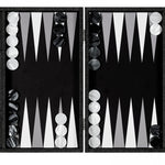 Backgammon Hector Saxe - Jeans Noir / Fonds Noir - Grand - Backgammon en cuir vegan - Rouge et Noir