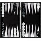 Backgammon Hector Saxe - Jeans Noir / Fonds Noir - Grand - Backgammon en cuir vegan - Rouge et Noir