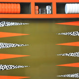 Backgammon Luxe en bois laqué - Léopard - Backgammon en bois laqué de luxe marqueté cadeau adulte - Rouge et Noir