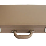 Backgammon luxe style cuir Compétition - Beige et Taupe - Backgammon en cuir vegan luxe - Rouge et Noir