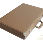 Backgammon luxe style cuir Compétition - Beige et Taupe - Backgammon en cuir vegan luxe - Rouge et Noir