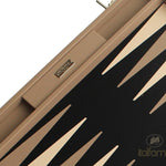 Backgammon luxe style cuir Compétition - Beige et Taupe - Backgammon en cuir vegan luxe - Rouge et Noir