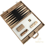 Backgammon luxe style cuir Compétition - Beige et Taupe - Backgammon en cuir vegan luxe - Rouge et Noir