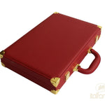Backgammon luxe style cuir / pions cerclés dorés MM - Rouge - Backgammon en cuir vegan de voyage - Rouge et Noir