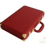 Backgammon luxe style cuir / pions cerclés dorés MM - Rouge - Backgammon en cuir vegan de voyage - Rouge et Noir