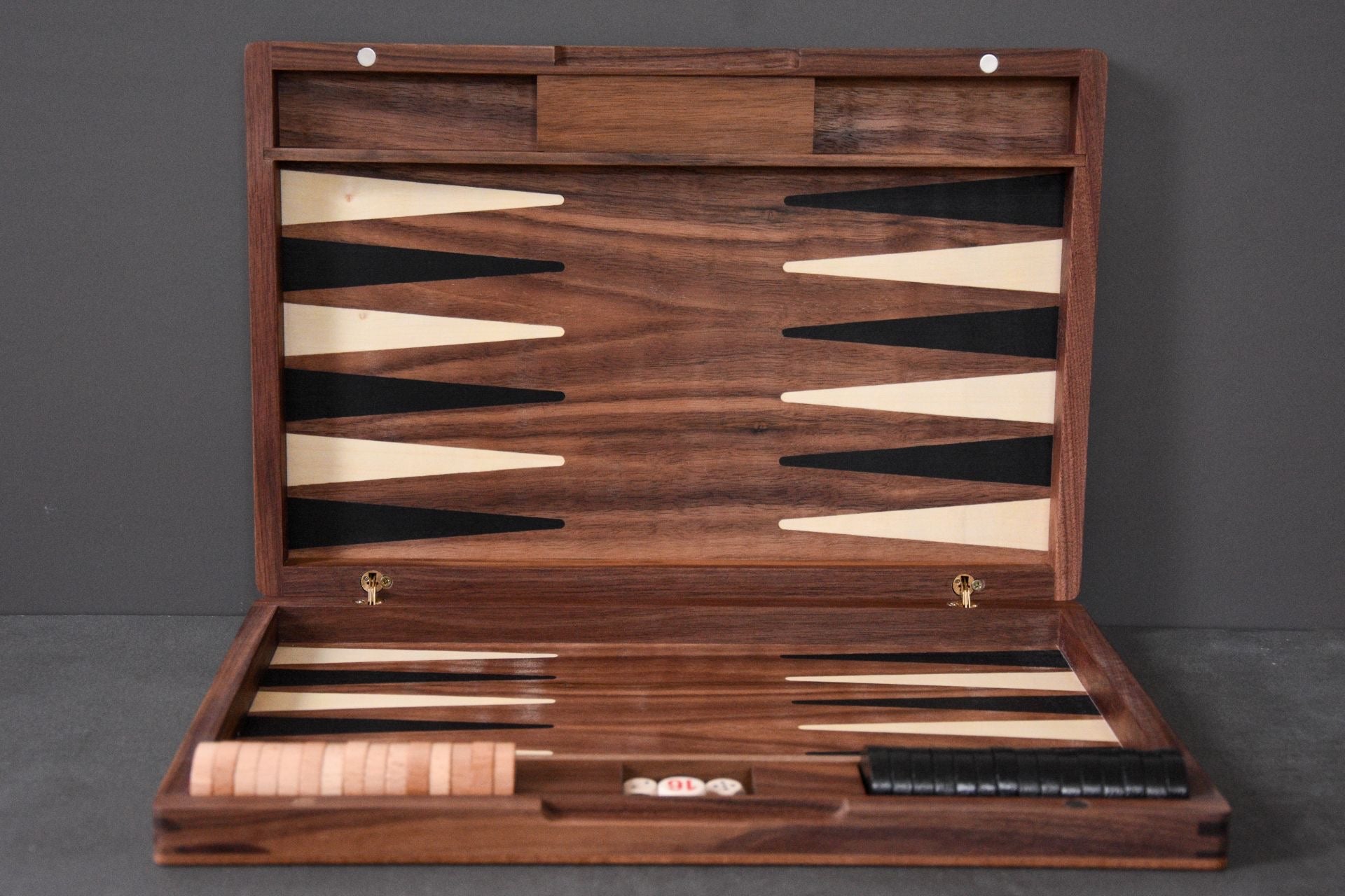 Backgammon Ulbrich - Noyer fermoir magnétique - MM - Backgammon en bois marqueté - Rouge et Noir