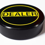 Bouton Dealer Noir et Jaune - accessoire de poker - Rouge et Noir