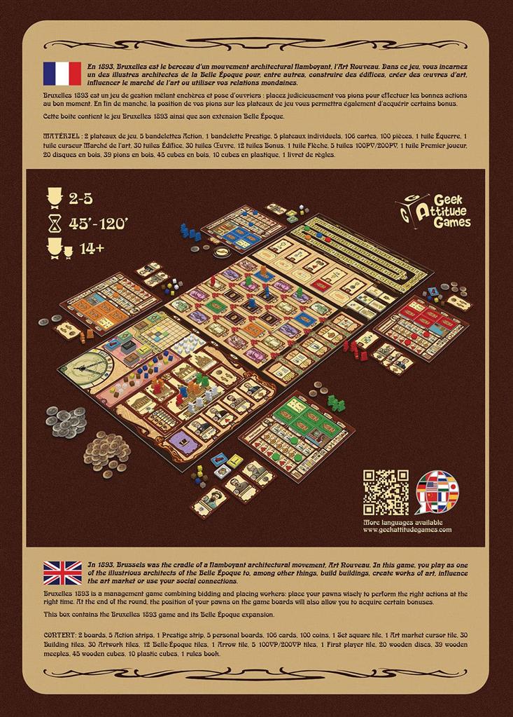 Bruxelles 1893 / Belle Époque - Jeu de plateau de stratégie à deux - Rouge et Noir
