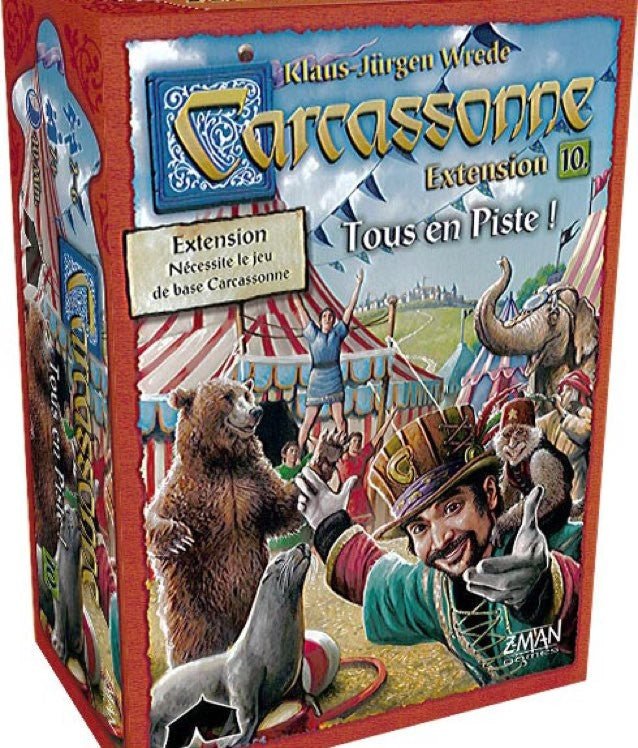 Carcassonne - Extension 10 - Tous en piste ! - Jeu de plateau de stratégie à deux enfants - Rouge et Noir