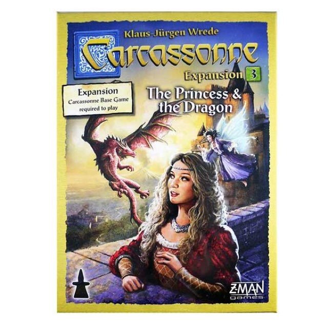 Carcassonne - Extension 3 - Princesse et Dragon - Jeu de plateau de stratégie à deux enfants - Rouge et Noir