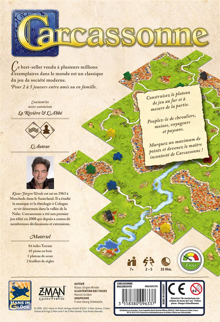 Carcassonne - Jeu de plateau de stratégie à deux enfants cadeau - 12a - Rouge et Noir