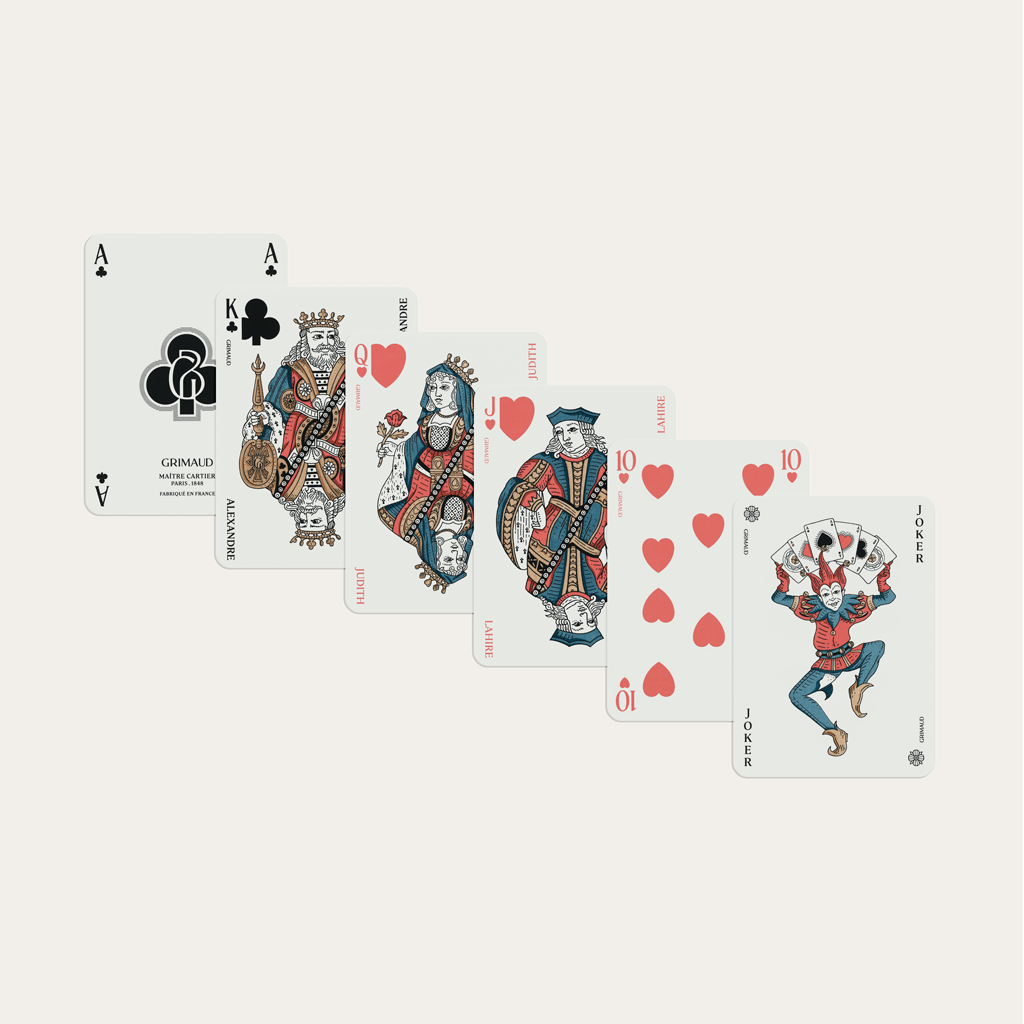Cartes de Belote Grimaud - Nouvelle édition Luxe - Bleu dauphin - jeu de cartes jeu de belote à jouer coffret de cartes luxe 32 cartes - Rouge et Noir