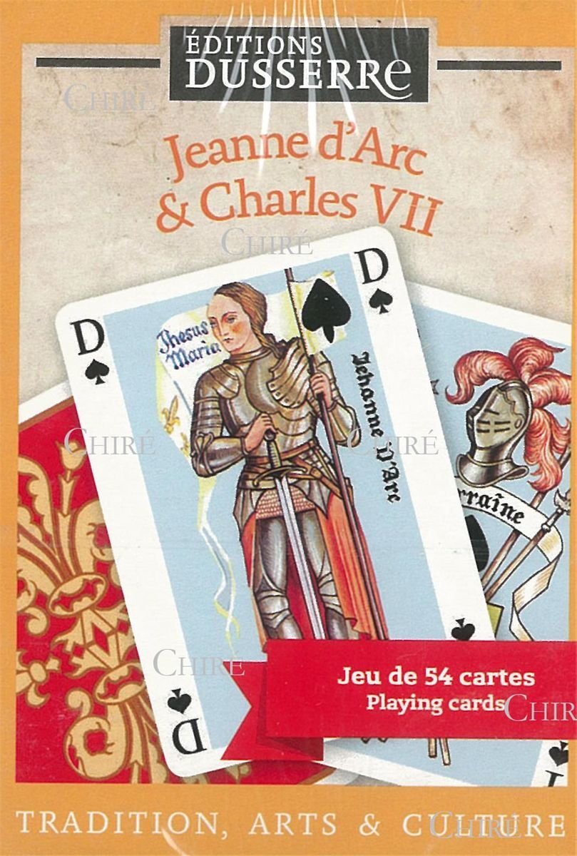 Cartes Jeanne d'Arc et Charles VII - Cartes à jouer - Rouge et Noir
