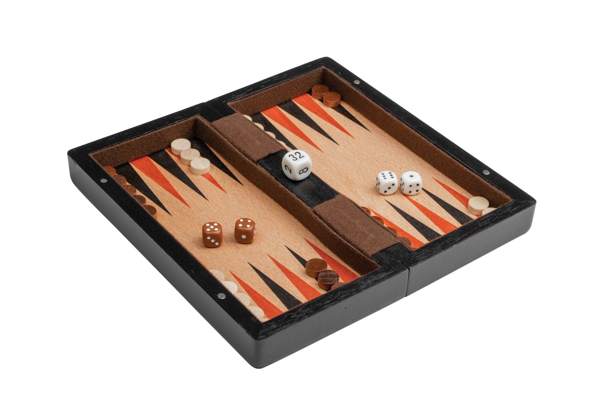 Coffre dames / échecs / backgammon - magnétique - 20 cm - Coffre d'échecs et jeu d'échecs de voyage - Rouge et Noir