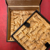 Coffre Luxe Cuir pour pièces d'échecs - Taille 5/6 - Vide - jeu d'échecs accessoire d'échecs boite d'échecs - Rouge et Noir