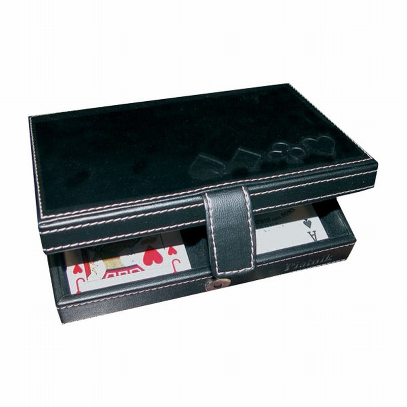 Coffret de cartes façon cuir - jeu de cartes coffret de cartes bridge - Rouge et Noir