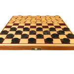 Coffret de dames pliant en bois marqueté - 235x130 mm - CH - jeu traditionnel jeu de dames - Rouge et Noir
