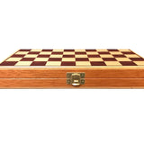 Coffret de dames pliant en bois marqueté - 235x130 mm - CH - jeu traditionnel jeu de dames - Rouge et Noir