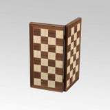 Coffret d'échecs en bois pliant - Ulbrich - Noyer / Erable moucheté - Moyen Modèle - Coffre d'échecs et jeu d'échecs de voyage - Rouge et Noir