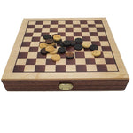 Coffret Echecs / Dames - CHAVET - Pièces en buis - jeu traditionnel jeu de dames ensemble échecs classique - Rouge et Noir