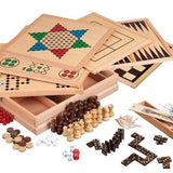 Coffret Multijeux - 10 Jeux - PH - Coffret multijeux jeu traditionnel dadas échecs backgammon en bois imprimé - Rouge et Noir