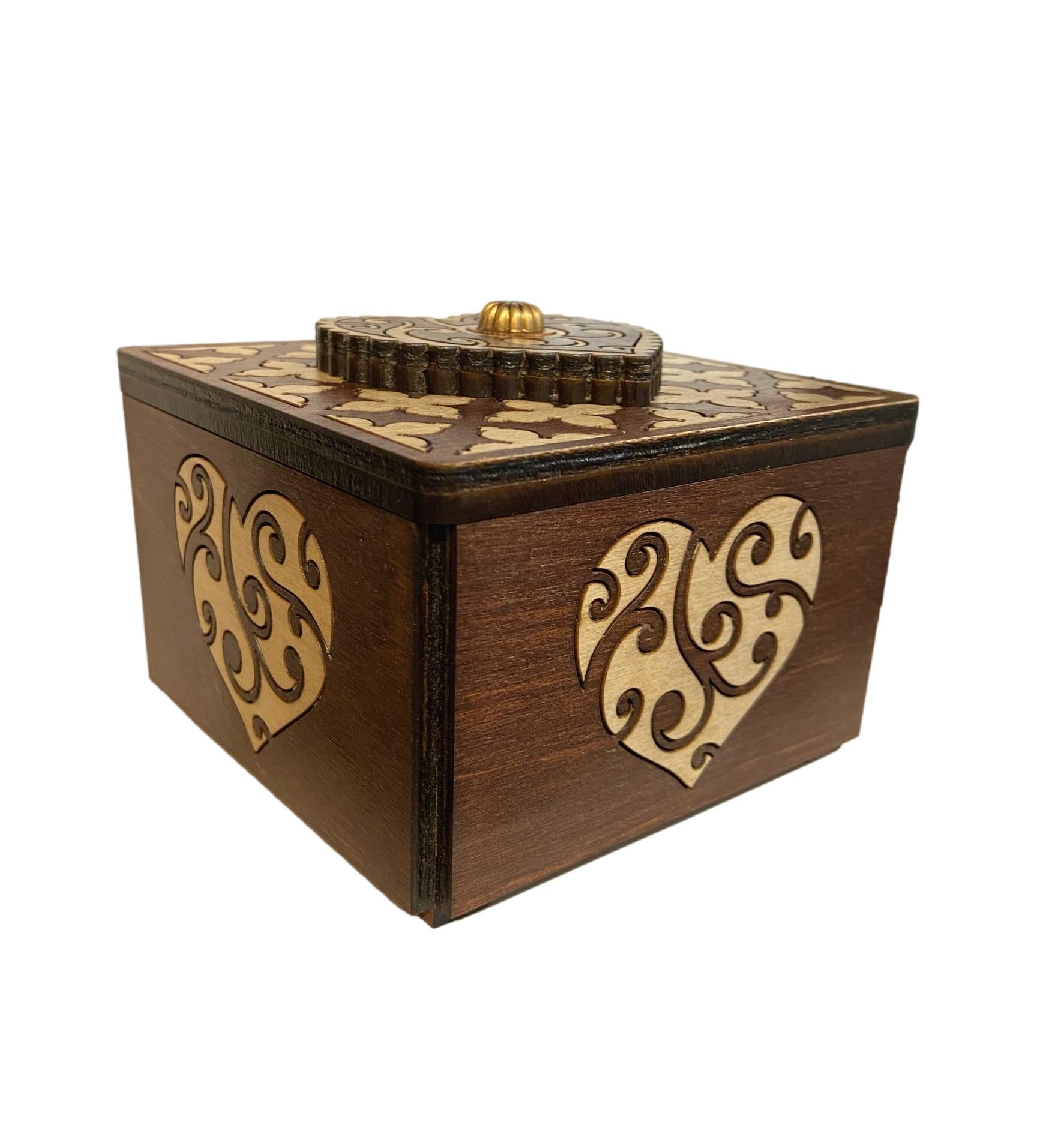 CT Boite à secrets - Heart Box - Casse - tête en bois boite à secrets - Rouge et Noir
