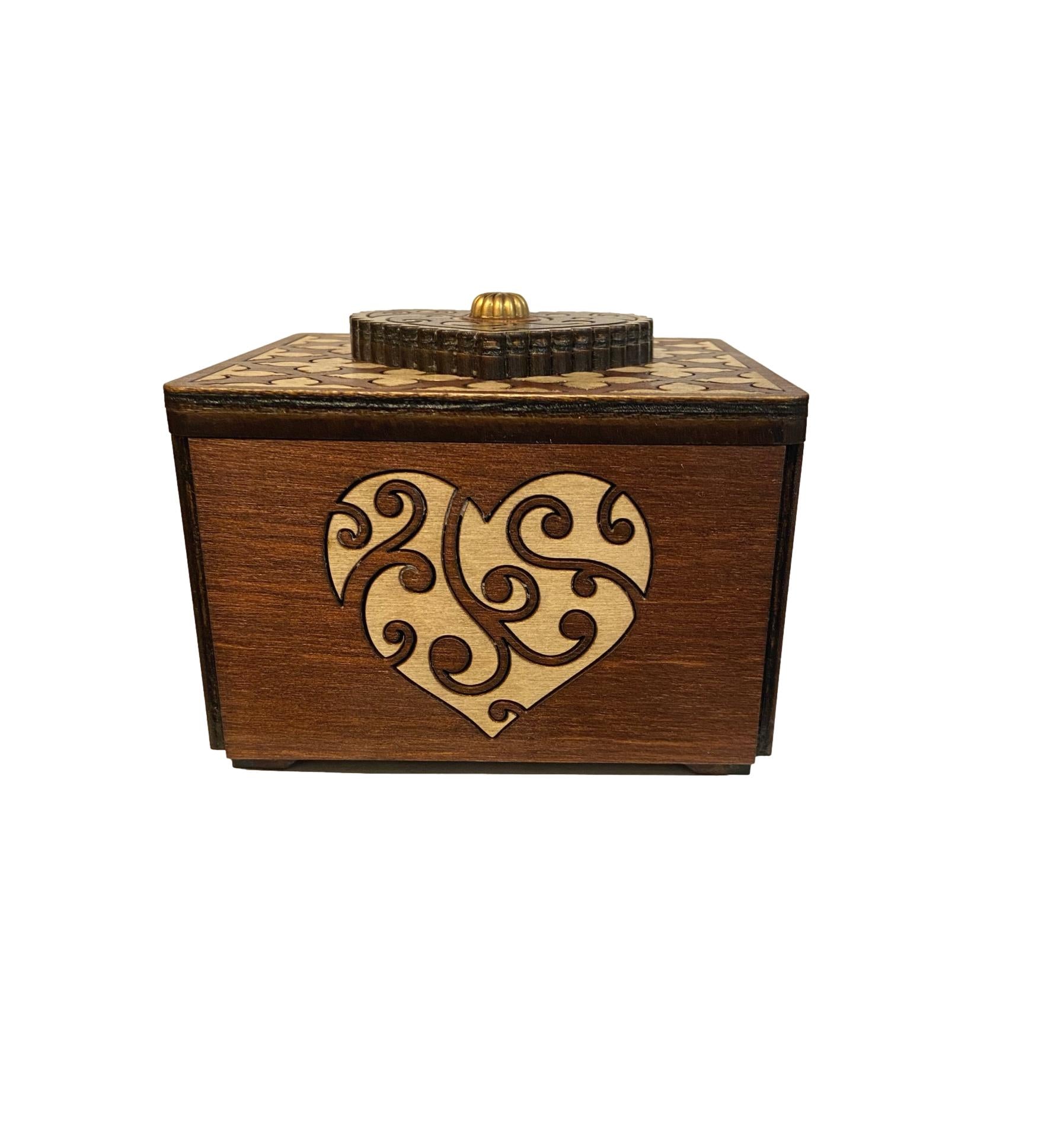 CT Boite à secrets - Heart Box - Casse - tête en bois boite à secrets - Rouge et Noir