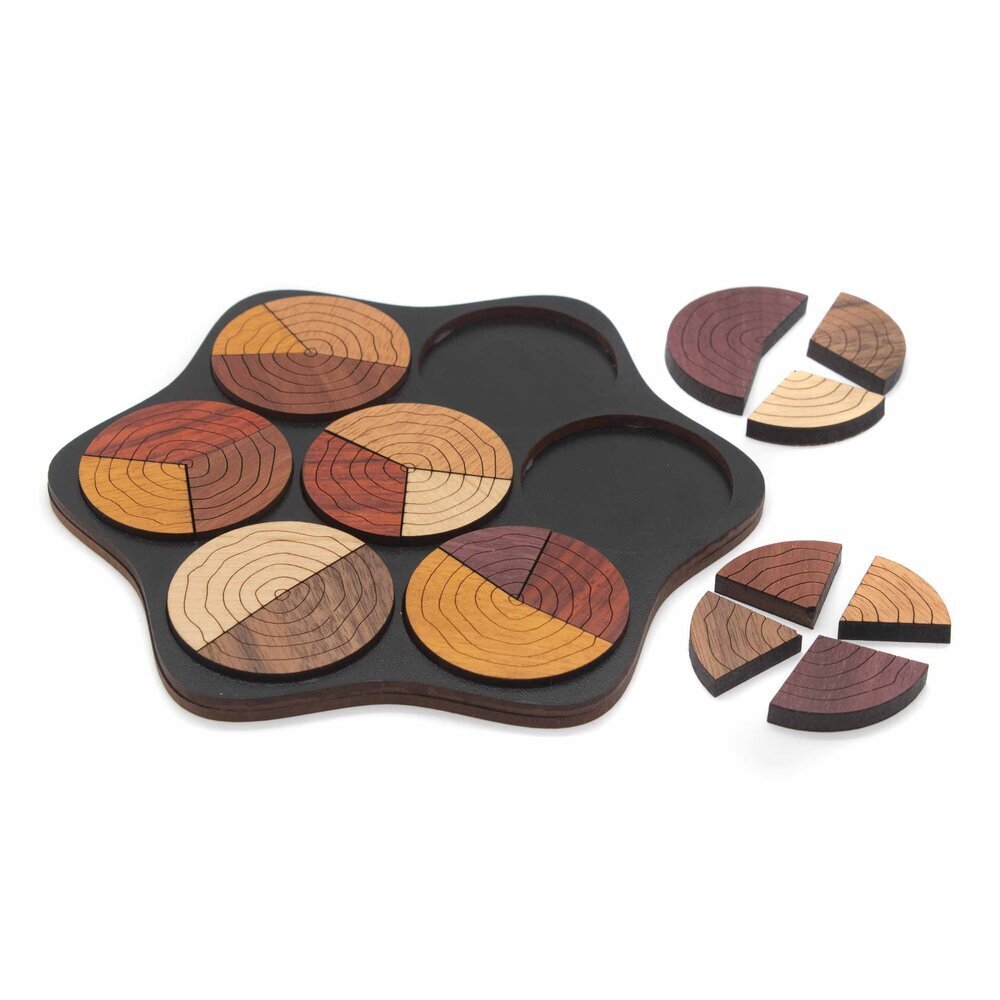 CT Cercles multicolores - Casse - tête en bois - Rouge et Noir
