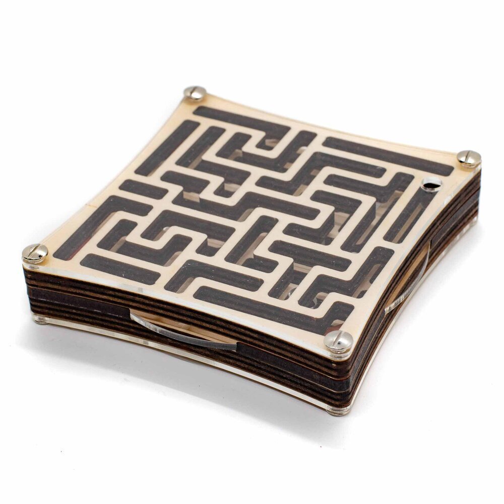 CT Labyrinthe pourfendu - Casse - tête en bois - Rouge et Noir