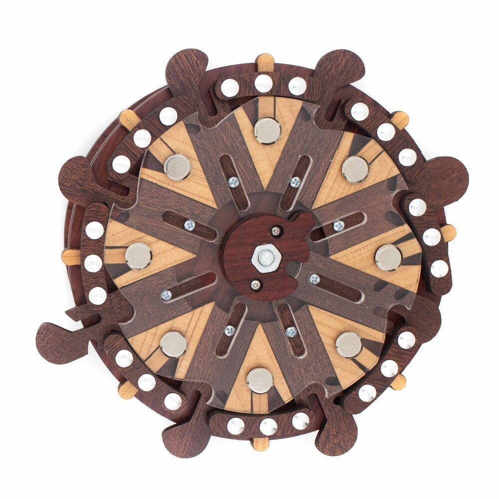 CT Roue de bateau - Casse - tête en bois - Rouge et Noir