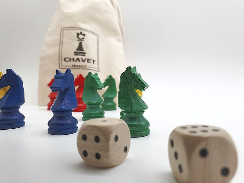 Dadas pour jeu de petits - chevaux en sachet - Jeu traditionnel jeu de l'oie dadas - Rouge et Noir
