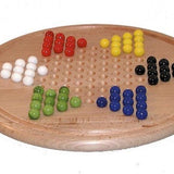 Dames chinoises hêtre naturel à billes - jeu traditionnel jeu de dames chinoises - Rouge et Noir