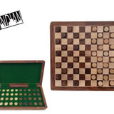 Dames magnétiques - 30 cm - Palissandre laqué - jeu traditionnel jeu de dames - Rouge et Noir