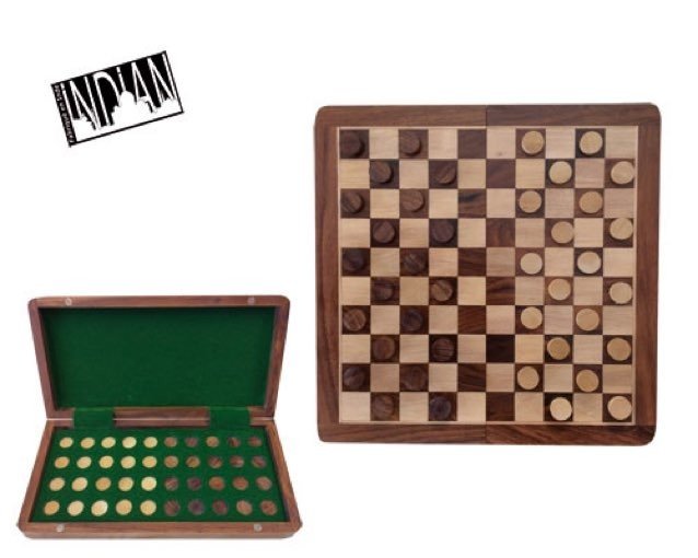 Dames magnétiques - 30 cm - Palissandre laqué - jeu traditionnel jeu de dames - Rouge et Noir