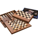 Echecs / Backgammon - Coffre marqueté - PH - Coffret d'échecs en bois marqueté et Backgammon en bois marqueté - Rouge et Noir