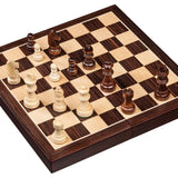 Echecs / Backgammon de voyage - Magnétique - Bois exotiques - Coffret d'échecs en bois marqueté et Backgammon en bois marqueté - Rouge et Noir