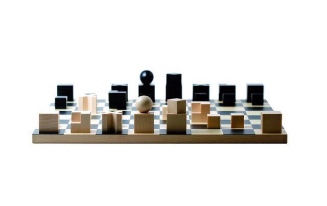 Echiquier du Bauhaus (seul) - jeu d'échecs échiquier classique et décoratif - Rouge et Noir