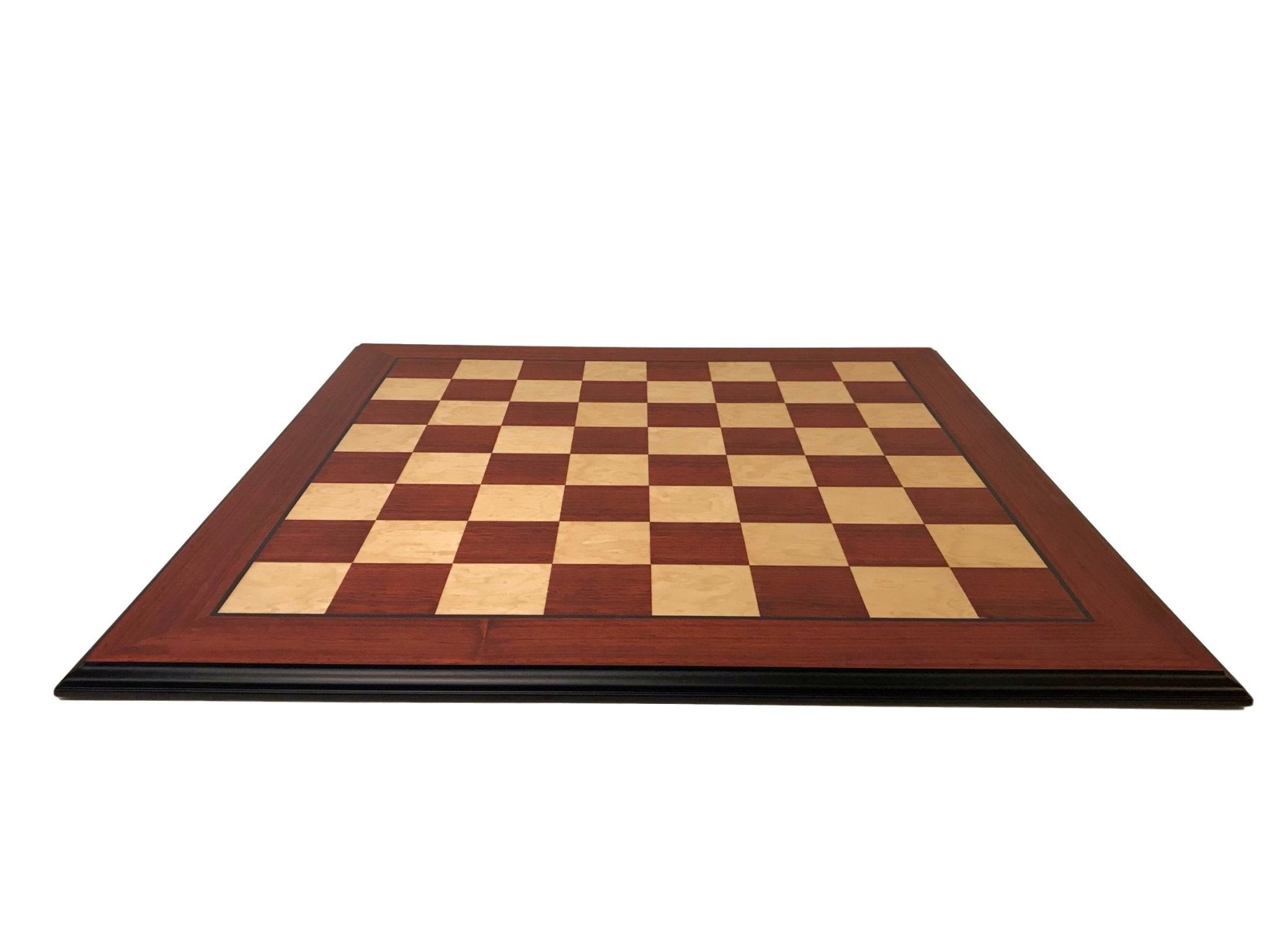Echiquier en bois de Padouk / Frêne cendré - Bords décalés - jeu d'échecs échiquier classique - Rouge et Noir